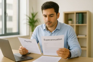 What is Superannuation : Young professional reviewing payslip and superannuation in Australia