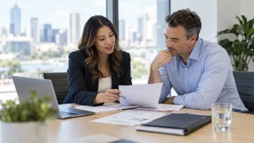 Accountant explaining tax return costs to a client in Sydney